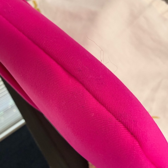 Trina Turk Fuchsia Satin Clutch with Tan & Gold Trim & Dust Bag - Picture 5 of 9